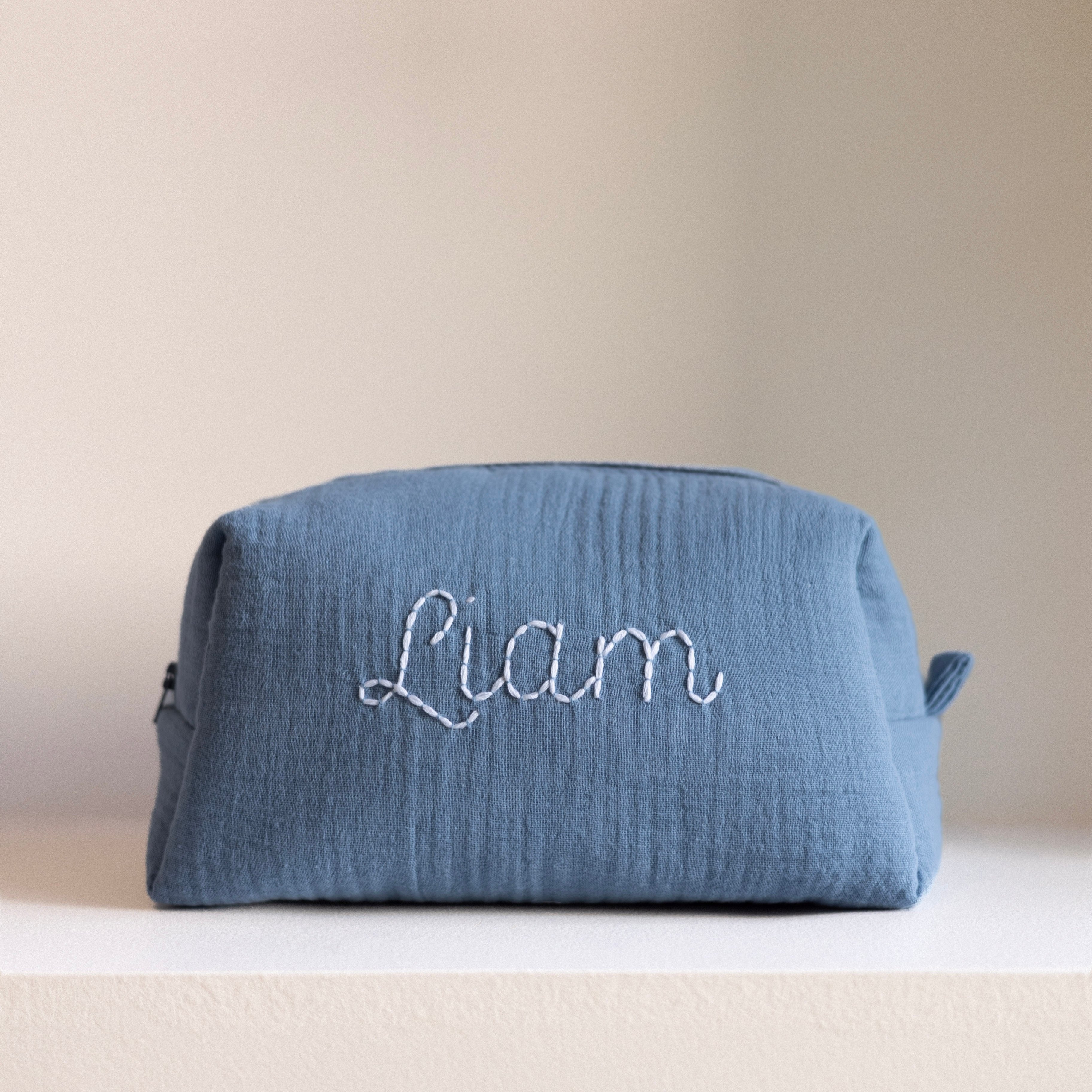 Customizable Blue Cotton Pouches